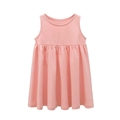 Baby girl light pink sleeveless cotton knit babydoll dress for summer wear - 90 / Pink