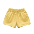 Bright yellow cotton sports shorts for girls with elastic waistband and bow drawstring - 90 / Light Yellow