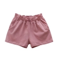 Girls soft cotton casual shorts in dusty pink with elastic bow waistband and side pockets - 90 / Dark Pink