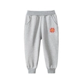 Girls gray cotton joggers featuring red flower embroidery and elastic cuffs for kids - 90cm / Bottoms / Heather Grey