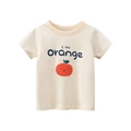 Camiseta de algodón crema para niños con estampado de naranja y texto divertido - Albaricoque (Naranja)