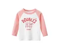Roze raglan T-shirt voor meisjes met schattige cartoon konijntjes print van katoen - 90cm / Gebroken Wit/Roze