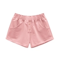 Pink cotton shorts for girls with elastic waist and decorative buttons in front - 90cm / Pink