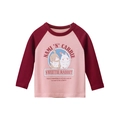 Meisjes T-shirt met lange mouwen en schattige konijnenprint in bordeaux en roze - 90cm / Roze/Bordeaux