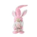 Pink Easter bunny gnome plush with rabbit ears holding a colorful love egg ornament - Pink