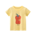 T-shirt jaune clair à manches courtes pour filles avec motif de poivron rouge rigolo - 90cm / Jaune Clair (Motif Poivron)