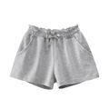 Pantaloncini sportivi grigio melange da bambina con vita elastica e coulisse decorativa - 120 / Grigio Misto