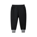 Kids black joggers featuring elastic waist and striped ribbed cuffs for active comfort - Black