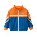 Chaqueta infantil con cremallera en naranja y azul con estampado Happy y puños elásticos - 90cm / Azul Real / Naranja