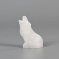 Hand-carved white crystal wolf figurine in a howling pose for home desk decoration - White Crystal