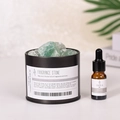 Green crystal aromatherapy set with essential oil and black metal container - Iron Tin Green Fluorite