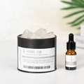 White crystal stone diffuser set in black jar with Shangri-La essential oil for home decor - Iron Tin White Crystal