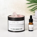 Pink crystal diffuser stone set in black metal tin with Shangri-La essential oil - Iron Tin Pink Crystal