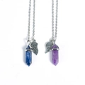 Blaue und lila Kristallsäulen Best Friend Herzanhänger Halsketten für Freundinnen - Blau Geaderter Stein & Amethyst