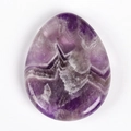 Polished chevron amethyst worry stone in teardrop shape with purple v-shaped texture - Dream Amethyst