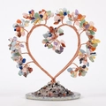 Árbol de cristal artesanal en forma de corazón con piedras naturales y base ágata - Arcoíris