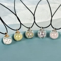 Spherical crystal stone necklaces in diverse colors with black braided cord necklaces - Rose Quartz / Silver Round Ball Style