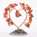 Árbol de cristal con forma de corazón, piedras naranjas y alambre de cobre fino - Ágata Roja del Sur
