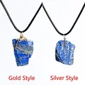 Lapis Lazuli Drahtgewickelte Kristallanhänger Halsketten in Gold und Silber Finish - Lapislazuli