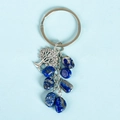 Lebensbaum Schlüsselanhänger mit Lapislazuli Natursteinen und silbernem Metallring - Lapislazuli