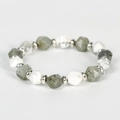 Armband aus facettiertem grauem Labradorit und weißem Marmor mit Silber-Abstandshaltern - Labradorit + Weißer Türkis