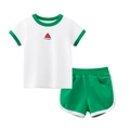 Set estivo da bambina con T-shirt bianca stampa anguria e pantaloncini verdi in cotone - 90cm / Bianco sporco/Verde - Motivo Anguria