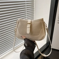 Borsa a tracolla minimalista bianco sporco da donna con elegante dettaglio in pelle - Bianco