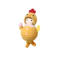 Easter plush chick doll pendant wearing yellow fleece suit holding a pink egg - Pink Egg Style