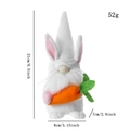 Easter bunny gnome plush with orange carrot, measuring 21cm height on white background - Female Style Small Easter Bunny Gnome with Carrot (White Pinkish Tipped Beard)