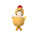 Easter girl doll in yellow plush chick costume holding an egg for holiday decoration - White Egg Style