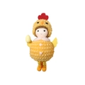 Cute girl in yellow chick costume holding Easter egg, plush holiday hanging ornament - Yellow Egg Style