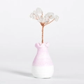 Árbol de cuarzo cristalino sobre jarrón cerámico rosa y blanco para oficina - Cristal de roca