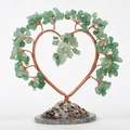 Arbre de vie en aventurine verte en forme de cœur sur socle en pierres naturelles - Aventurine Verte