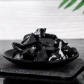 Natural black tourmaline raw crystal stones in a matte tray for aromatherapy diffusion - Obsidian (Small/With Cut) / Obsidian / Black