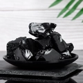 Natural raw black obsidian stones presented on a matte ceramic tray for aromatherapy - Obsidian (Large/With Cut) / Obsidian / Black