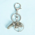 Labradorite hexagonal prism keychain with wire-wrapped tree of life stone charm - Labradorite