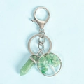Green crystal tree of life keychain with hexagonal stone point and silver keyring - Green Aventurine