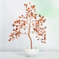 Albero di cristallo di agata arancione con filo di rame in una ciotola di ceramica bianca - Albero di Cristallo in Agata Rossa del Sud (Base Ciotola Bianca)
