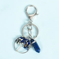 Lapis lazuli Tree of Life keychain with blue crystal hexagonal pillar pendant - Lapis Lazuli