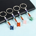 Set de cuatro llaveros de cristal Merkaba Chakra con cuentas de piedra natural color - Estilo Merkaba de Siete Chakras / Púrpura (Amatista)