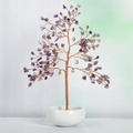 Albero di cristallo di ametista con filo di rame e base a ciotola in ceramica bianca - Albero di Cristallo in Ametista (Base Ciotola Bianca)