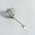 Infusore per tè in acciaio inox con sfera a rete e ciondolo in cristallo bianco - Cristallo di rocca