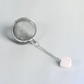 Infusore per tè in acciaio inox con ciondolo in pietra di cristallo rosa naturale - Quarzo rosa