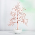 Albero di cristallo rosa con filo di rame e ciotola in ceramica bianca decorativa - Albero di Cristallo in Quarzo Rosa (Base Ciotola Bianca)