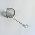 Stainless steel mesh tea infuser ball with light green raw crystal stone pendant - Fluorite