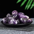 Polished natural amethyst tumbled stones in a black tray for home decor and healing - Amethyst (Large)