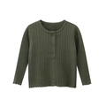 Dark green knitted cardigan for girls with ribbed texture and wavy hem on white background - 90 / Light Army Green