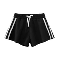 Pantaloncini sportivi neri da bambina in cotone con strisce laterali e vita elastica - 90cm / Nero