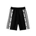 Klassische schwarze Jungen-Sportshorts mit weißen Seitenstreifen und Knopfdetails - 130cm / Schwarz