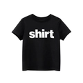 Kids minimalist black short-sleeve cotton T-shirt with bold white shirt text design - 130cm / Black